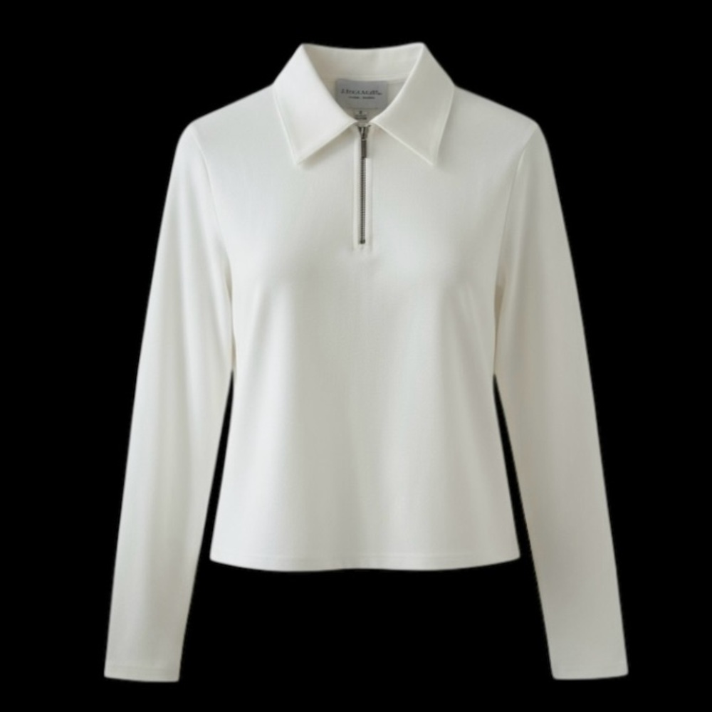 Emanuel Ungaro Ivory Quarter Zip Long Sleeve Pullover Size Small